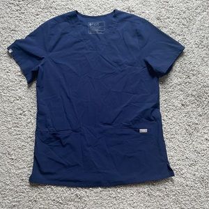 Figs navy blue scrub top with two pockets